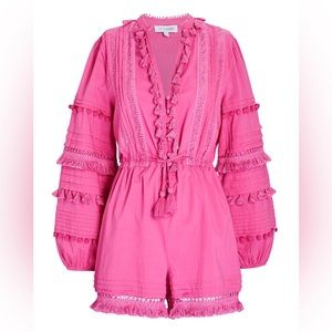INTERMIX Private label hot pink June Tassel Romper. Never worn. Size 2.